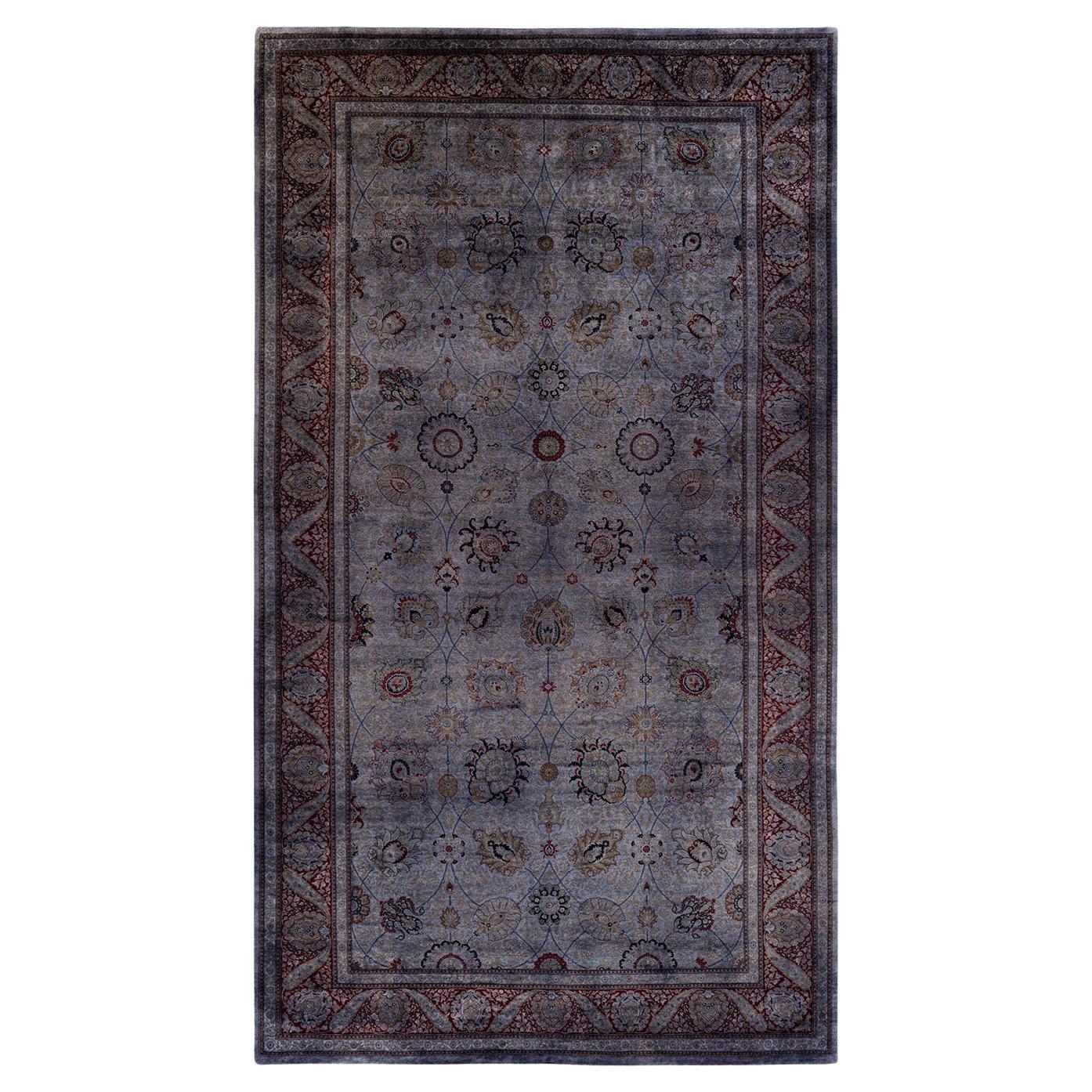 Contemporary Overdyed Hand Knotted Wool Gray Area Rug