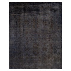 Contemporary Overdyed Hand Knotted Wool Gray Area Rug
