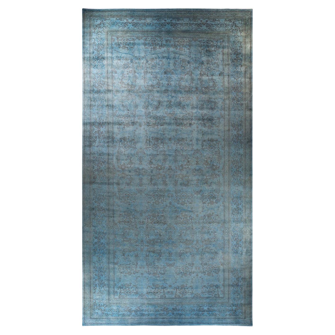 Alfombra de lana teñida a mano gris contemporánea