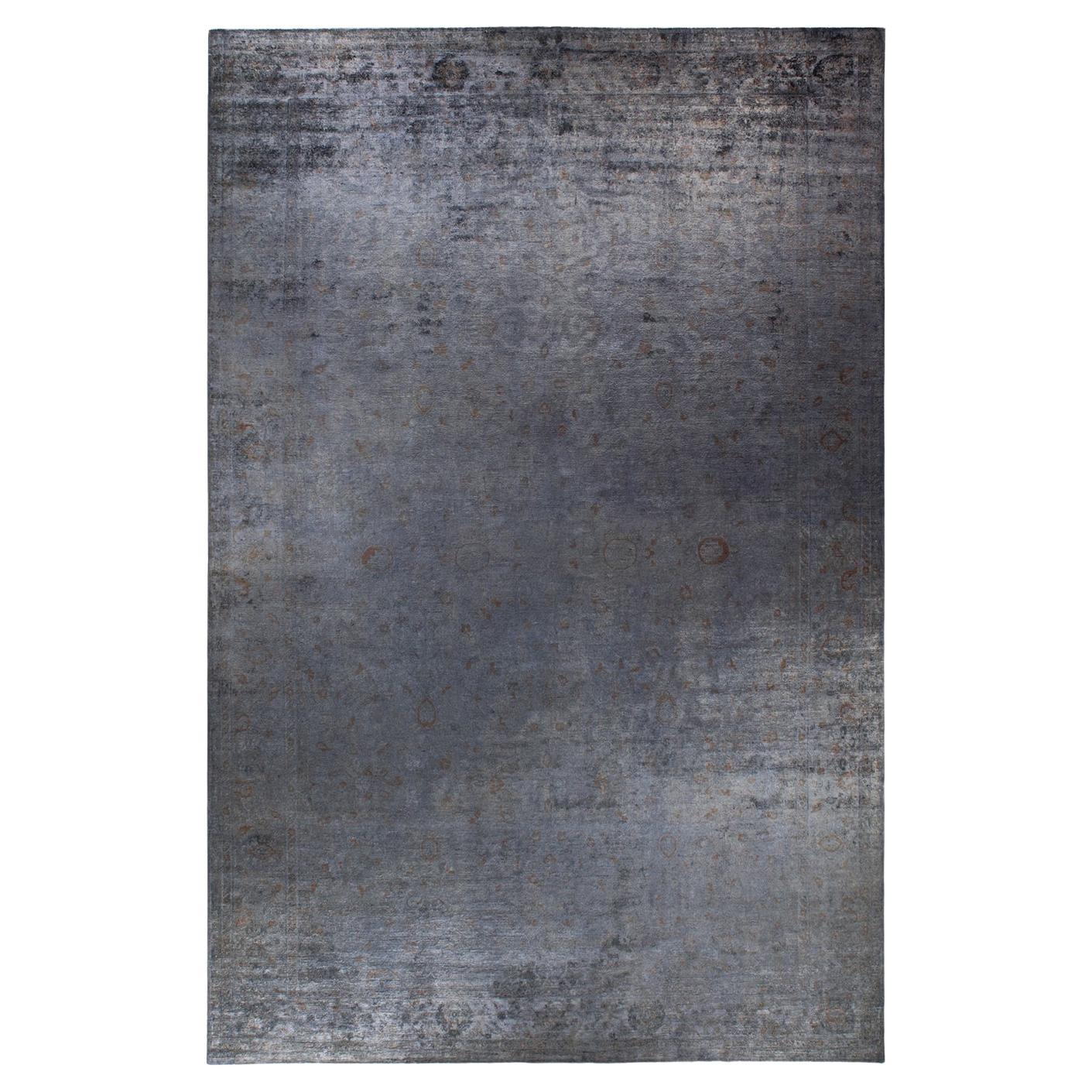 Contemporary Overdyed Hand Knotted Wool Gray Area Rug For Sale