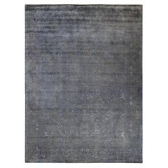 Contemporary Overdyed Hand Knotted Wool Gray Area Rug