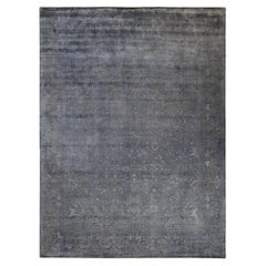 Alfombra de lana teñida a mano gris contemporánea