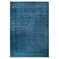 Contemporary Overdyed Hand Knotted Wool Gray Area Rug (Tapis de sol surdimensionné en laine grise nouée à la main)