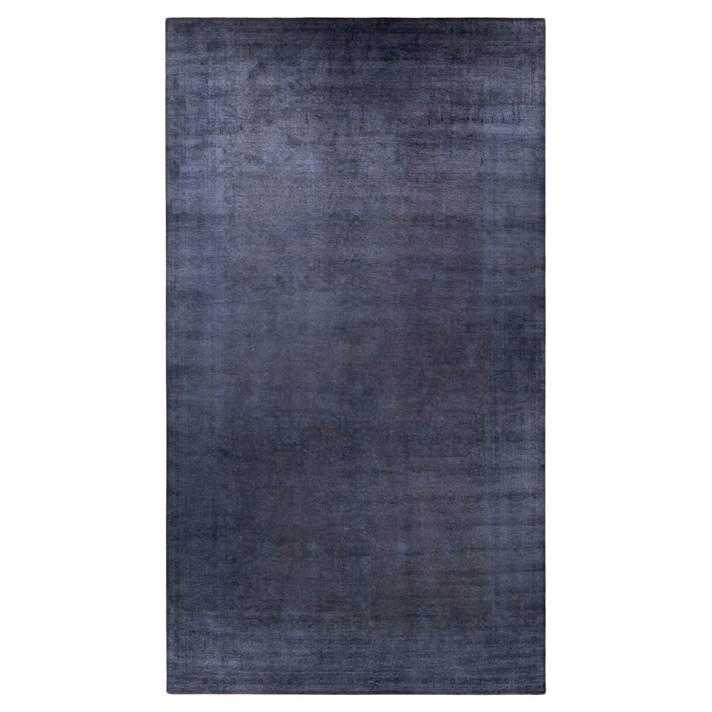 Contemporary Overdyed Hand Knotted Wool Gray Area Rug
