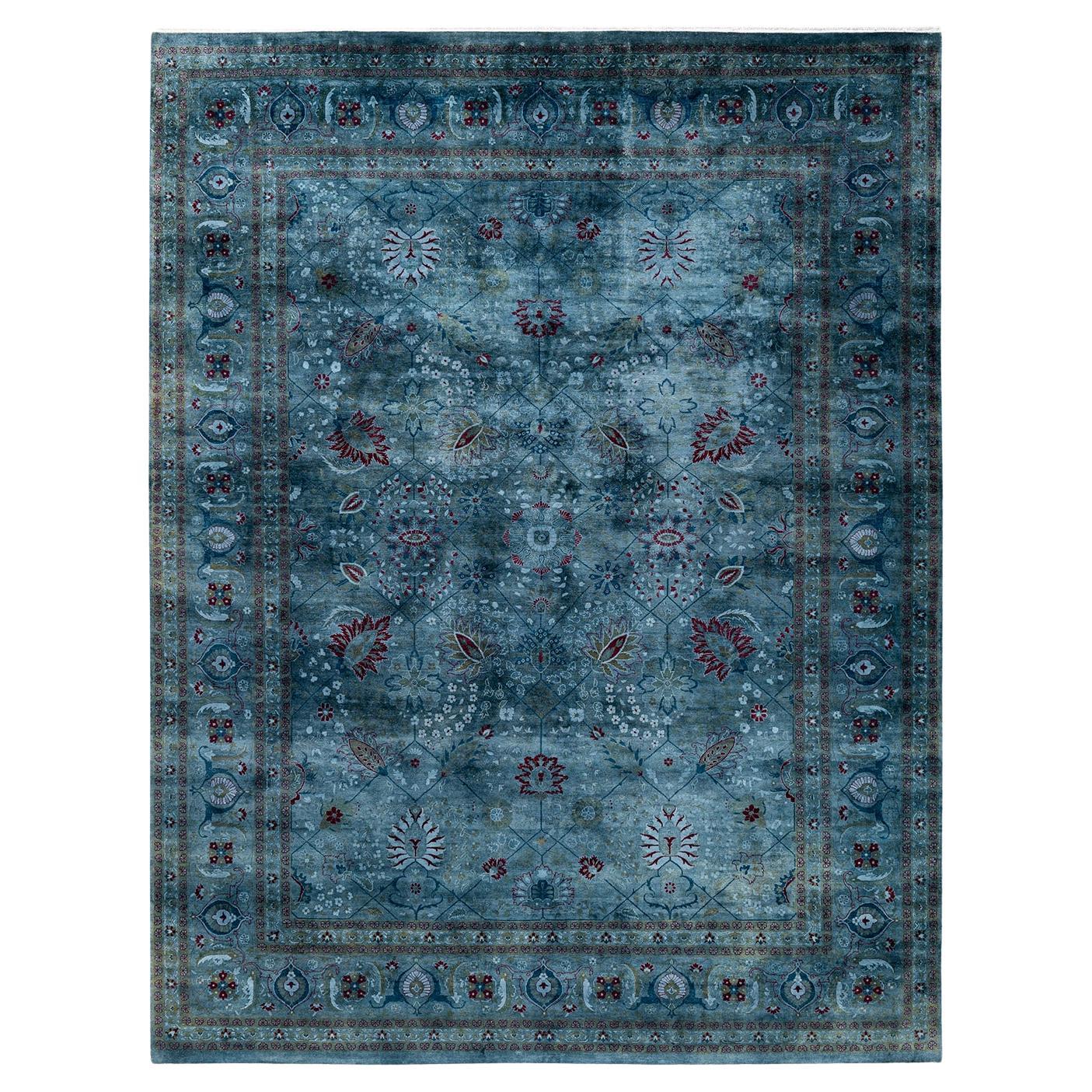 Contemporary Overdyed Hand Knotted Wool Gray Area Rug