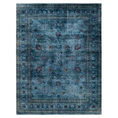 Contemporary Overdyed Hand Knotted Wool Gray Area Rug