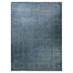 Contemporary Overdyed Hand Knotted Wool Gray Area Rug (Tapis de sol surdimensionné en laine grise nouée à la main)