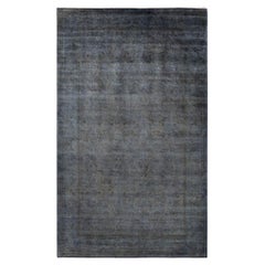 Alfombra de lana teñida a mano gris contemporánea