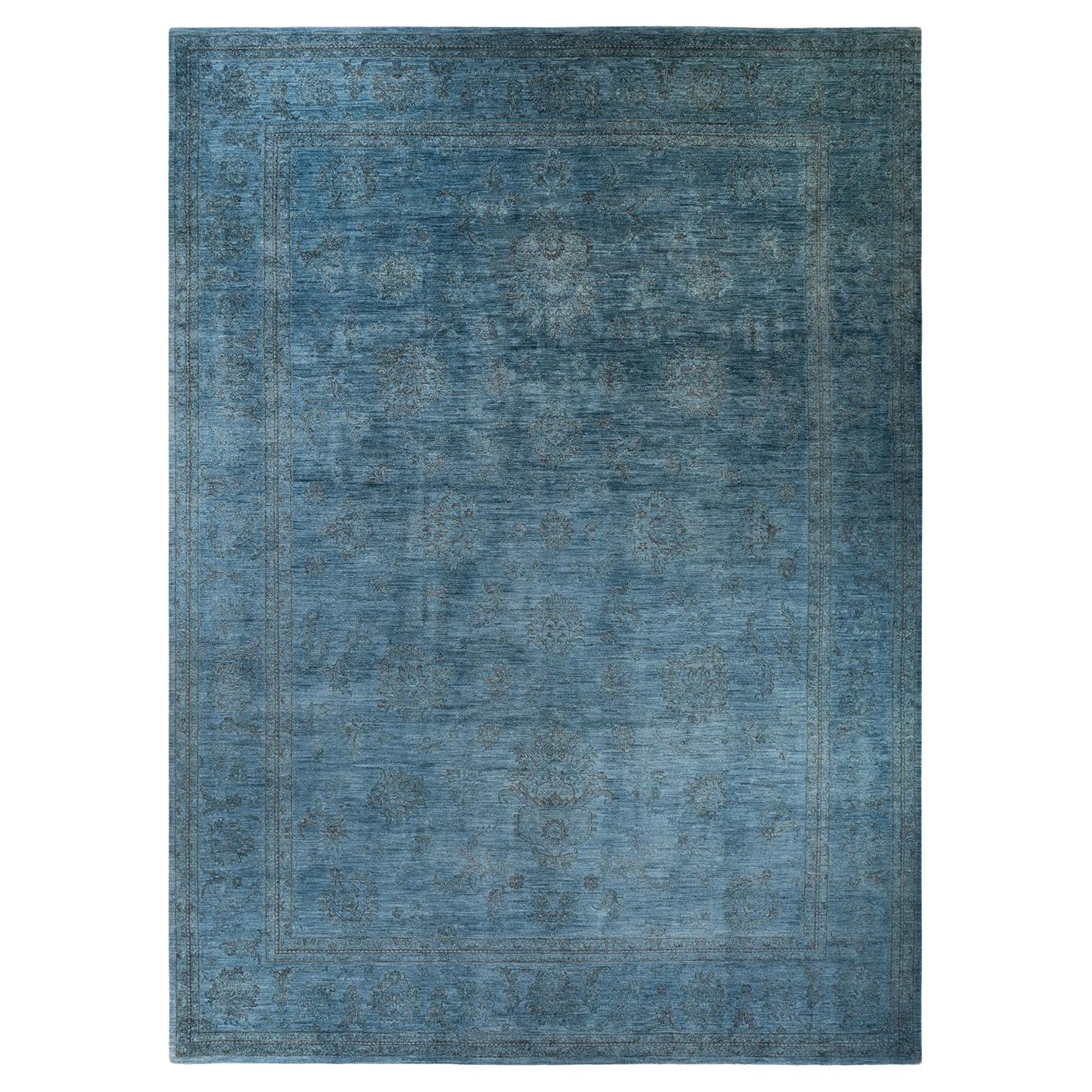 Contemporary Overdyed Hand Knotted Wool Gray Area Rug