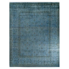 Contemporary Overdyed Hand Knotted Wool Gray Area Rug