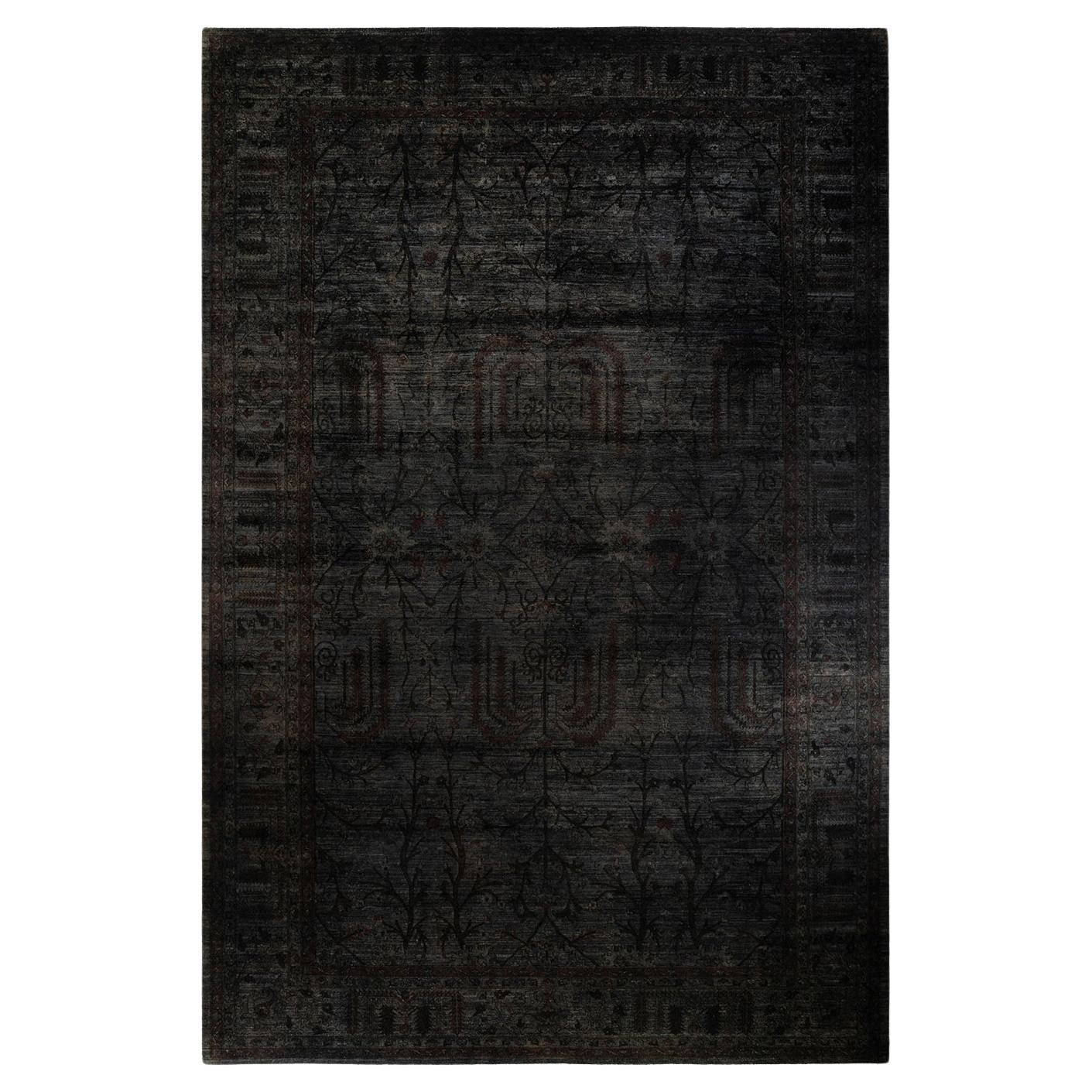 Contemporary Overdyed Hand Knotted Wool Gray Area Rug (Tapis de sol surdimensionné en laine grise nouée à la main) en vente