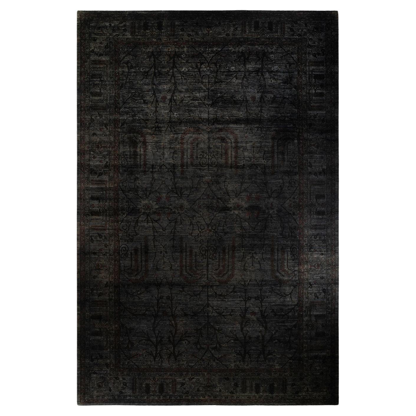 Contemporary Overdyed Hand Knotted Wool Gray Area Rug