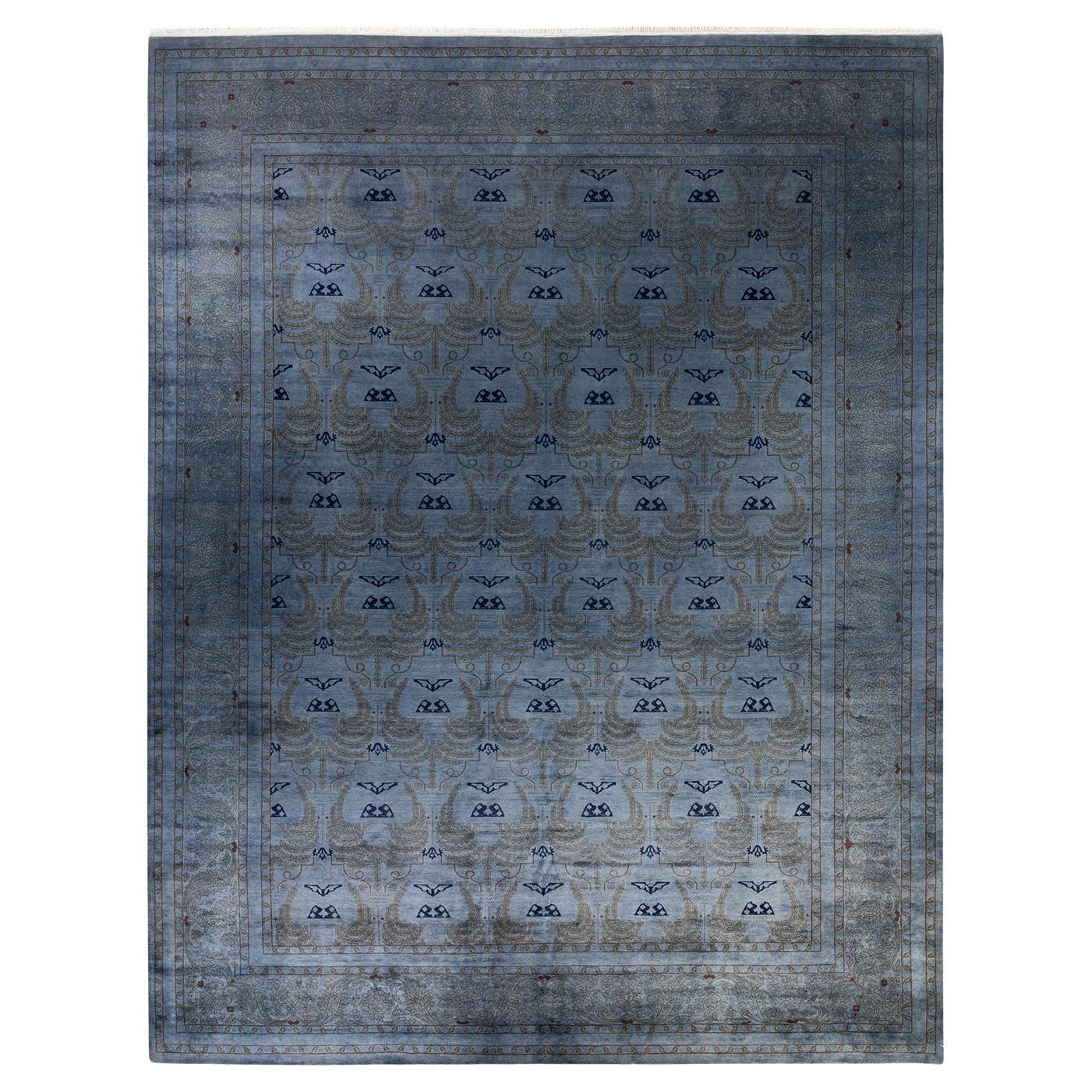 Contemporary Overdyed Hand Knotted Wool Gray Area Rug