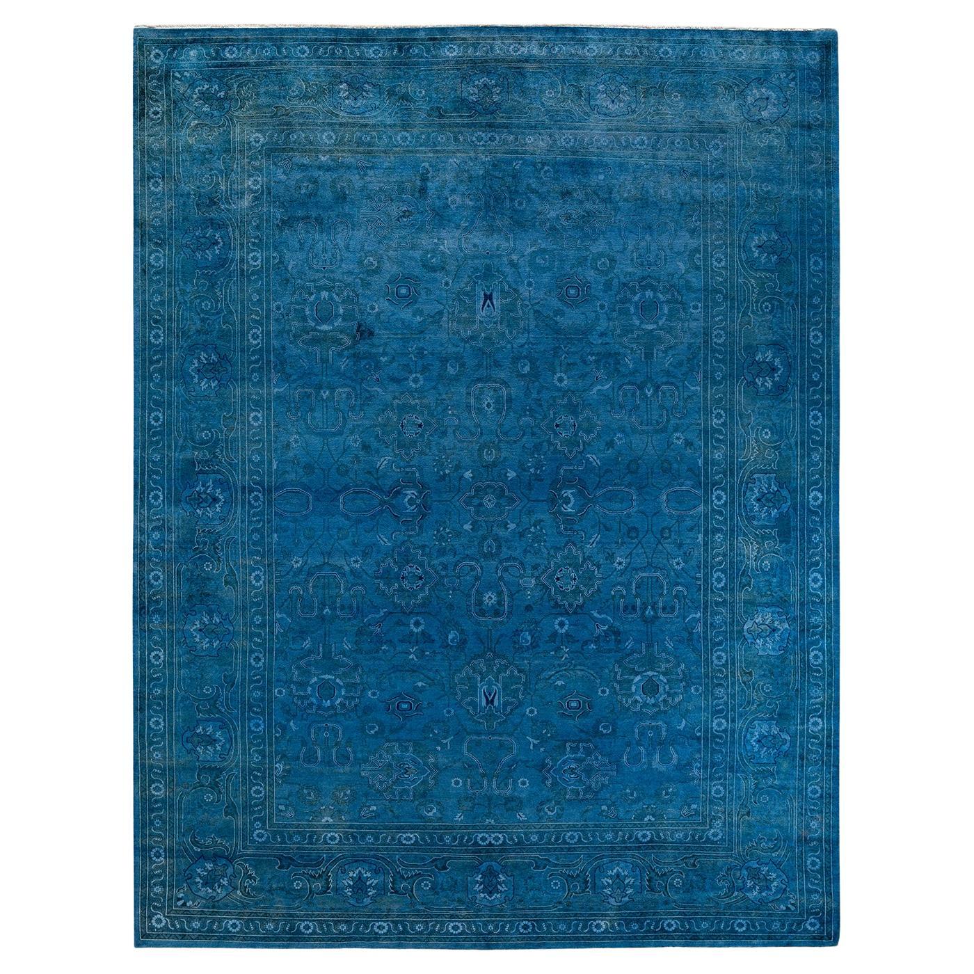 Contemporary Overdyed Hand Knotted Wool Gray Area Rug