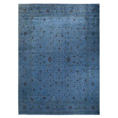 Contemporary Overdyed Hand Knotted Wool Gray Area Rug (Tapis de sol surdimensionné en laine grise nouée à la main)