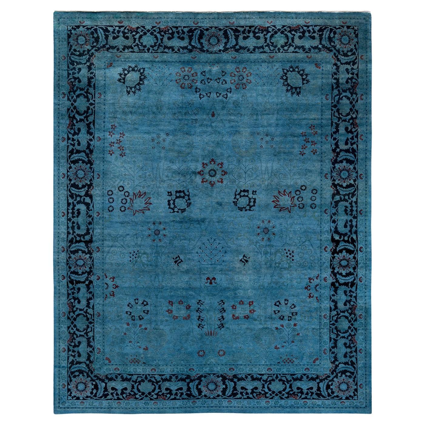 Contemporary Overdyed Hand Knotted Wool Gray Area Rug