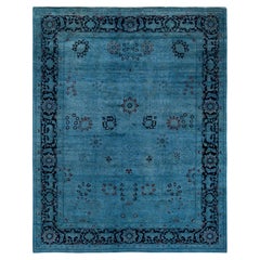 Contemporary Overdyed Hand Knotted Wool Gray Area Rug (Tapis de sol surdimensionné en laine grise nouée à la main)