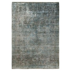Contemporary Overdyed Hand Knotted Wool Gray Area Rug (Tapis de sol surdimensionné en laine grise nouée à la main)