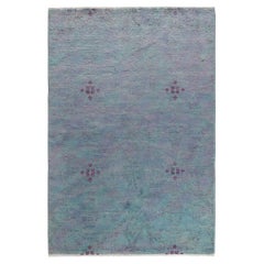 Contemporary Overdyed Hand Knotted Wool Gray Area Rug (Tapis de sol surdimensionné en laine grise nouée à la main)