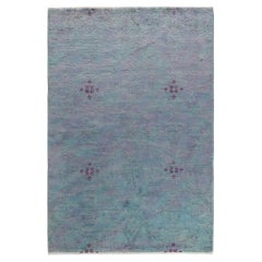 Contemporary Overdyed Hand Knotted Wool Gray Area Rug