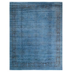 Contemporary Overdyed Hand Knotted Wool Gray Area Rug