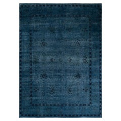 Contemporary Overdyed Hand Knotted Wool Gray Area Rug