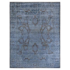 Contemporary Overdyed Hand Knotted Wool Gray Area Rug (Tapis de sol surdimensionné en laine grise nouée à la main)