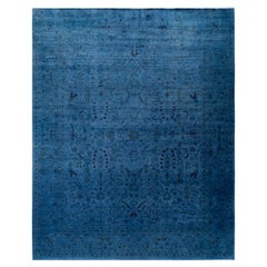 Alfombra de lana teñida a mano gris contemporánea