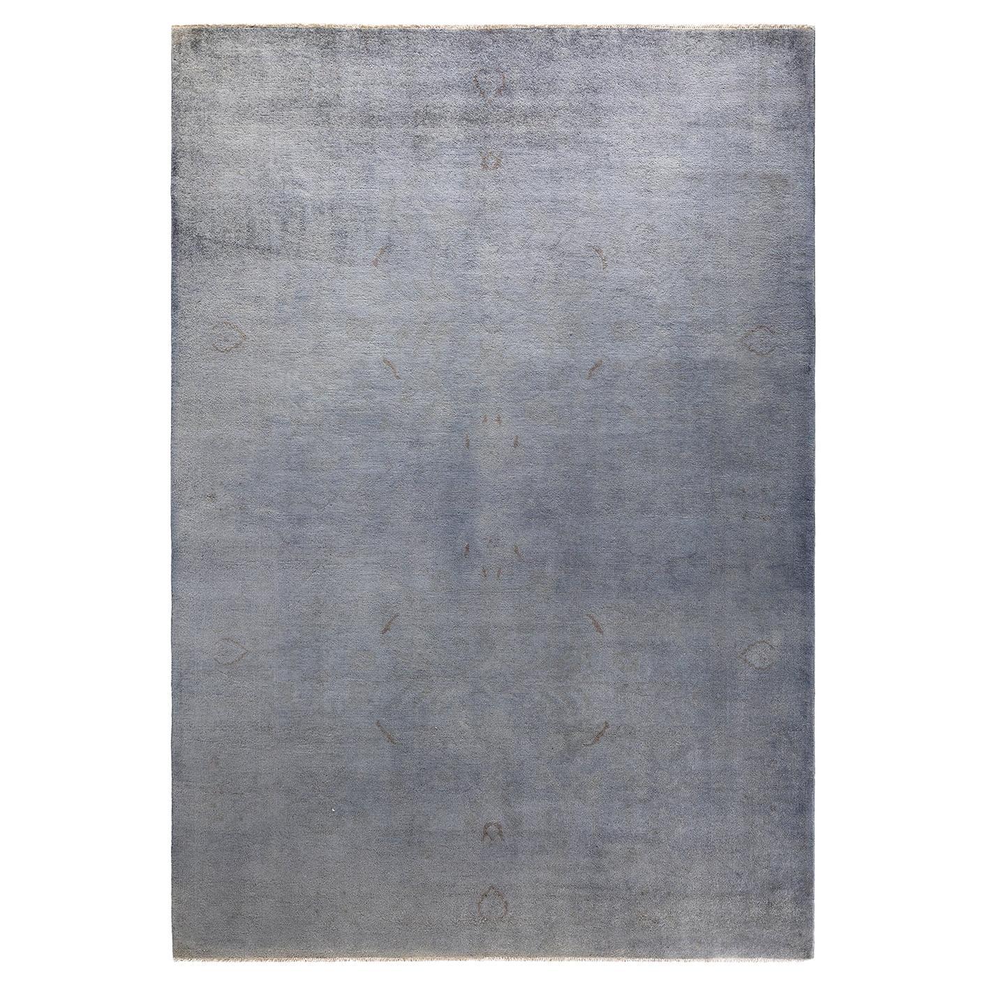 Contemporary Overdyed Hand Knotted Wool Gray Area Rug