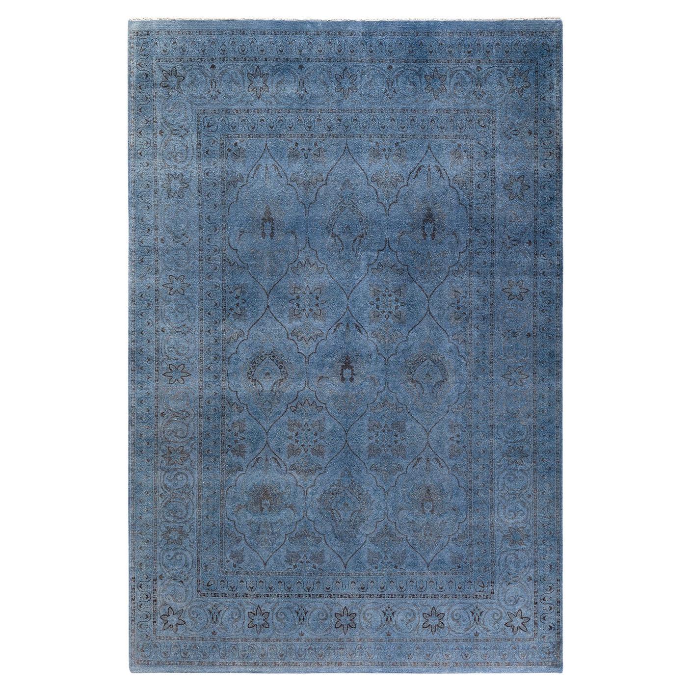 Contemporary Overdyed Hand Knotted Wool Gray Area Rug