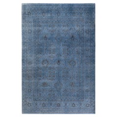 Contemporary Overdyed Hand Knotted Wool Gray Area Rug