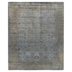 Contemporary Overdyed Hand Knotted Wool Gray Area Rug (Tapis de sol surdimensionné en laine grise nouée à la main)