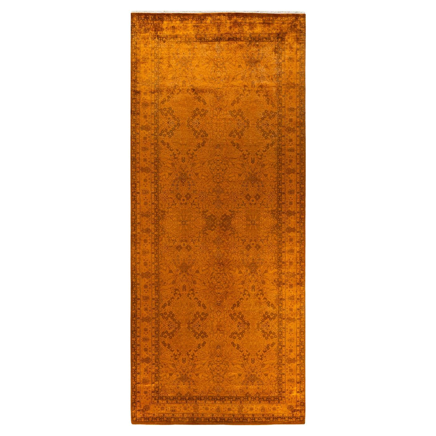 Contemporary Overdyed Hand Knotted Wool Gray Area Rug For Sale