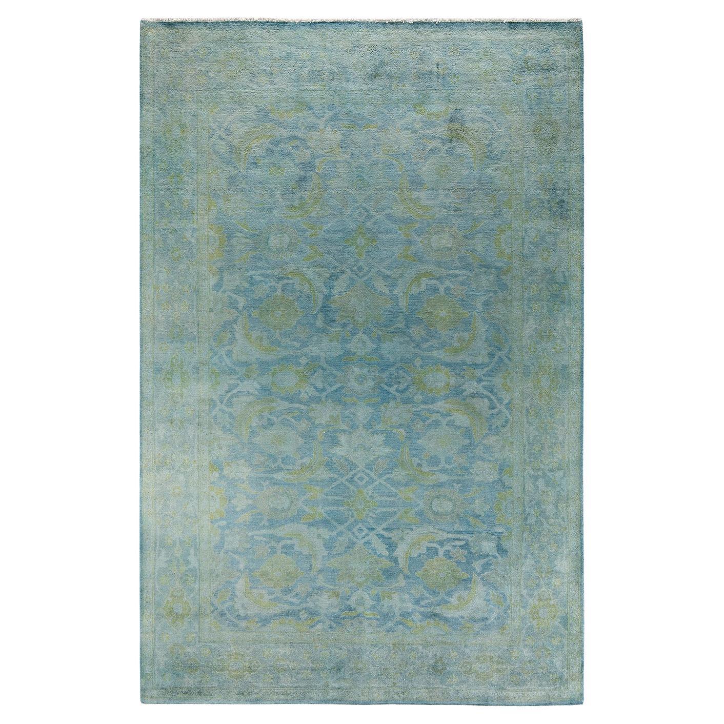Contemporary Overdyed Hand Knotted Wool Gray Area Rug
