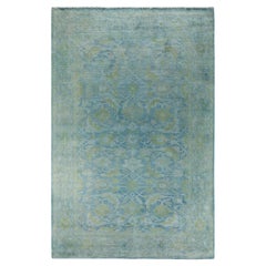Contemporary Overdyed Hand Knotted Wool Gray Area Rug