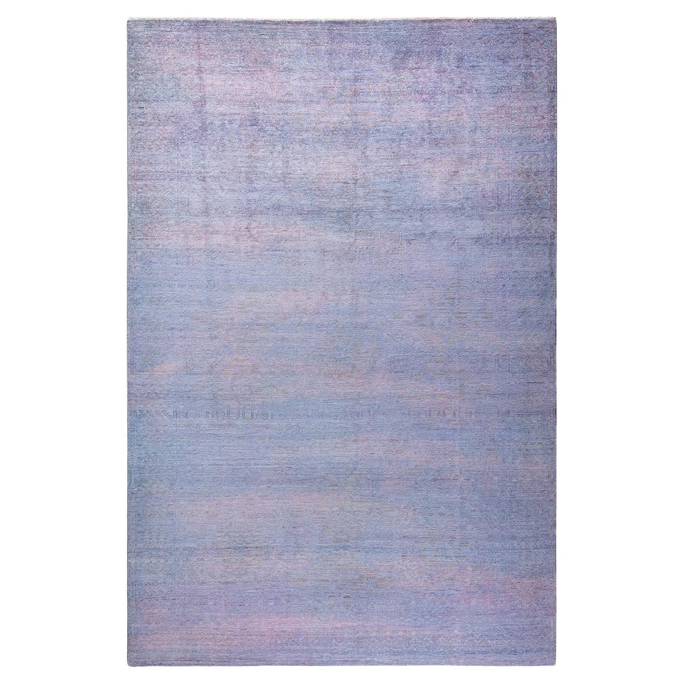 Contemporary Overdyed Hand Knotted Wool Gray Area Rug