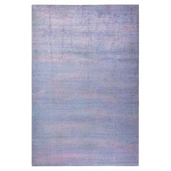Alfombra de lana teñida a mano gris contemporánea