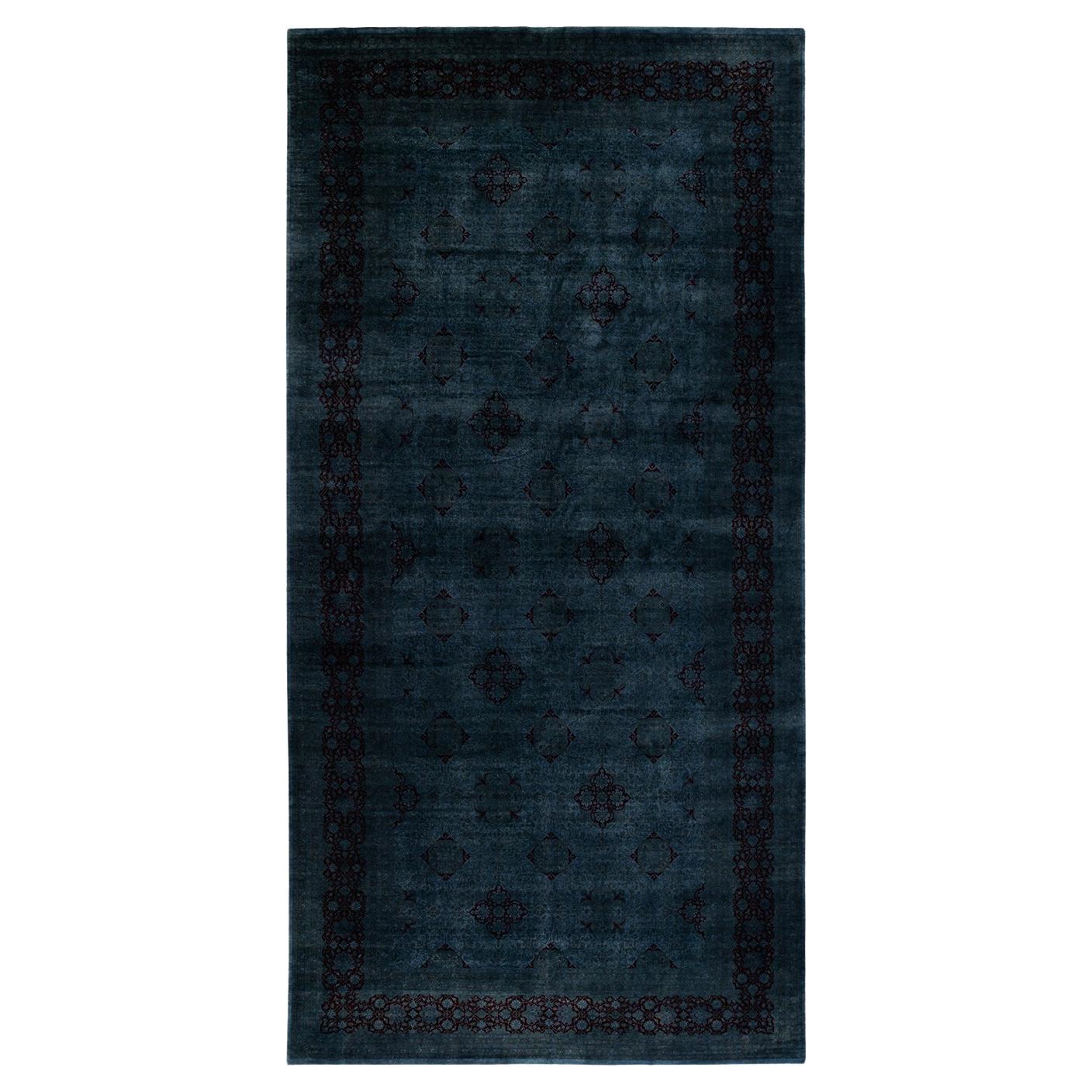 Contemporary Overdyed Hand Knotted Wool Gray Area Rug im Angebot