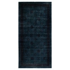 Contemporary Overdyed Hand Knotted Wool Gray Area Rug