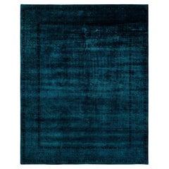 Contemporary Overdyed Hand Knotted Wool Gray Area Rug