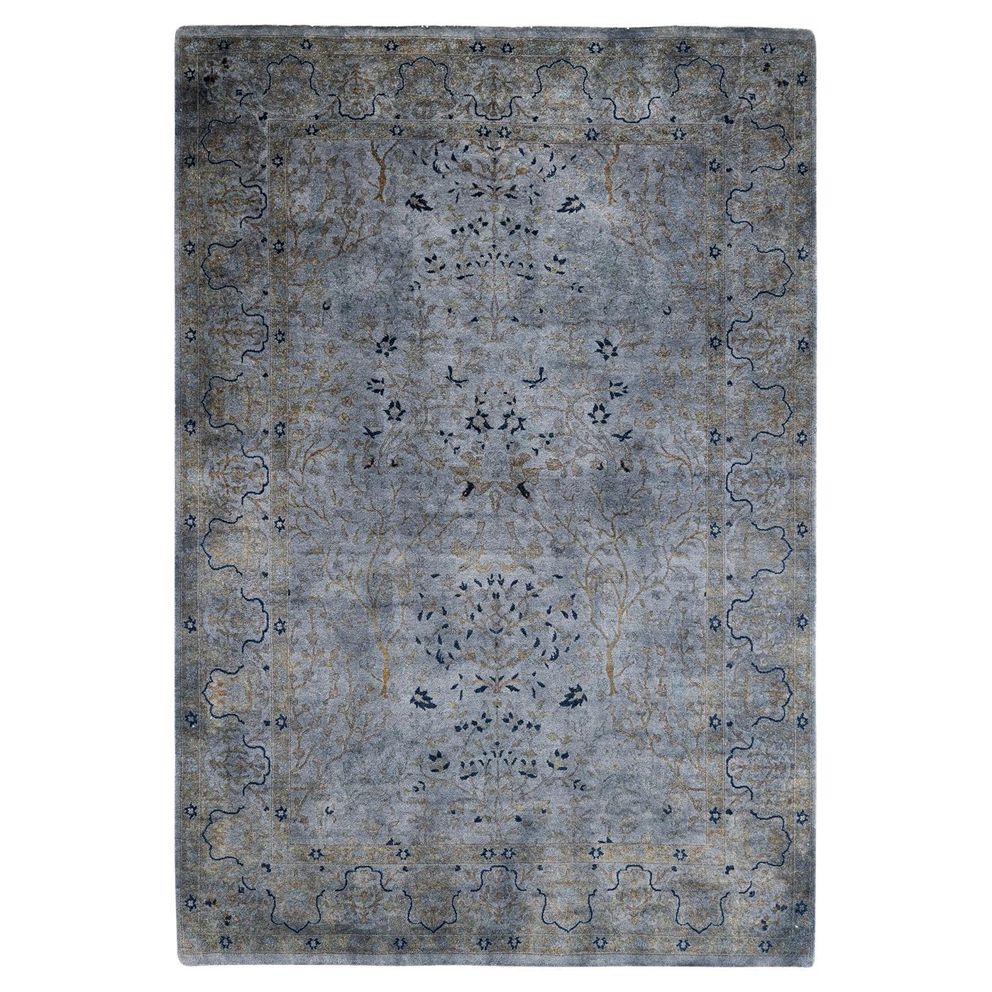 Contemporary Overdyed Hand Knotted Wool Gray Area Rug im Angebot