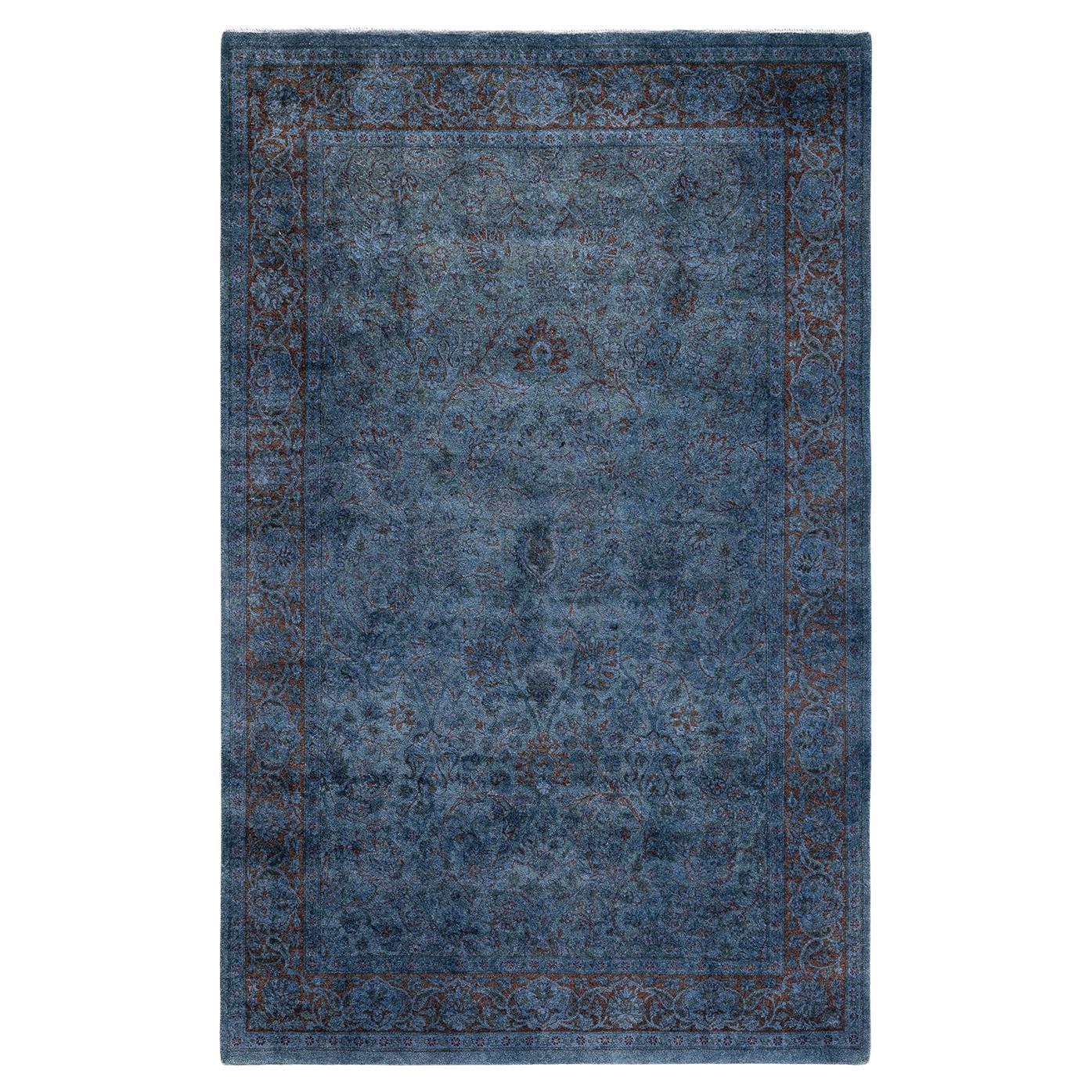 Contemporary Overdyed Hand Knotted Wool Gray Area Rug (Tapis de sol surdimensionné en laine grise nouée à la main)