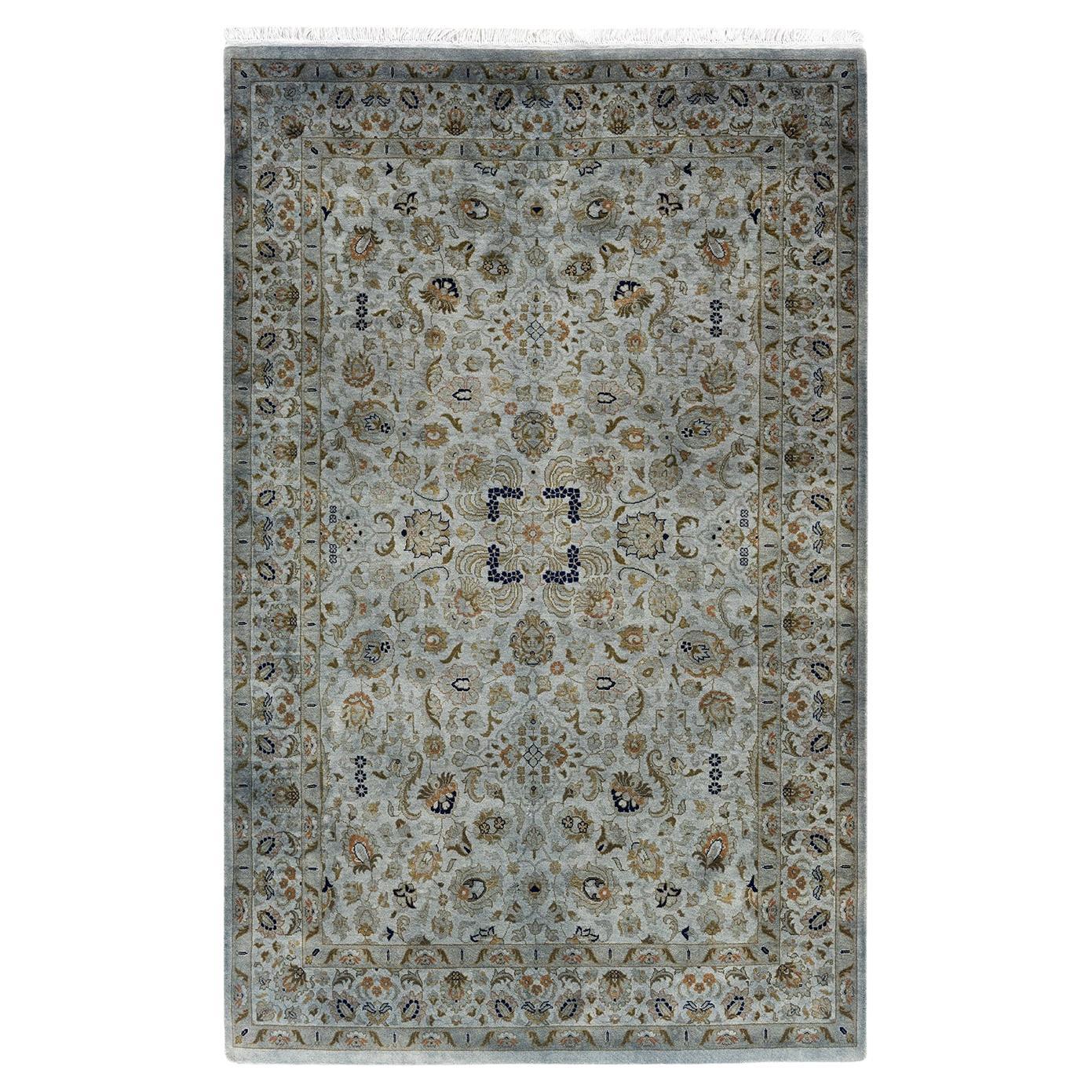 Contemporary Overdyed Hand Knotted Wool Gray Area Rug (Tapis de sol surdimensionné en laine grise nouée à la main)