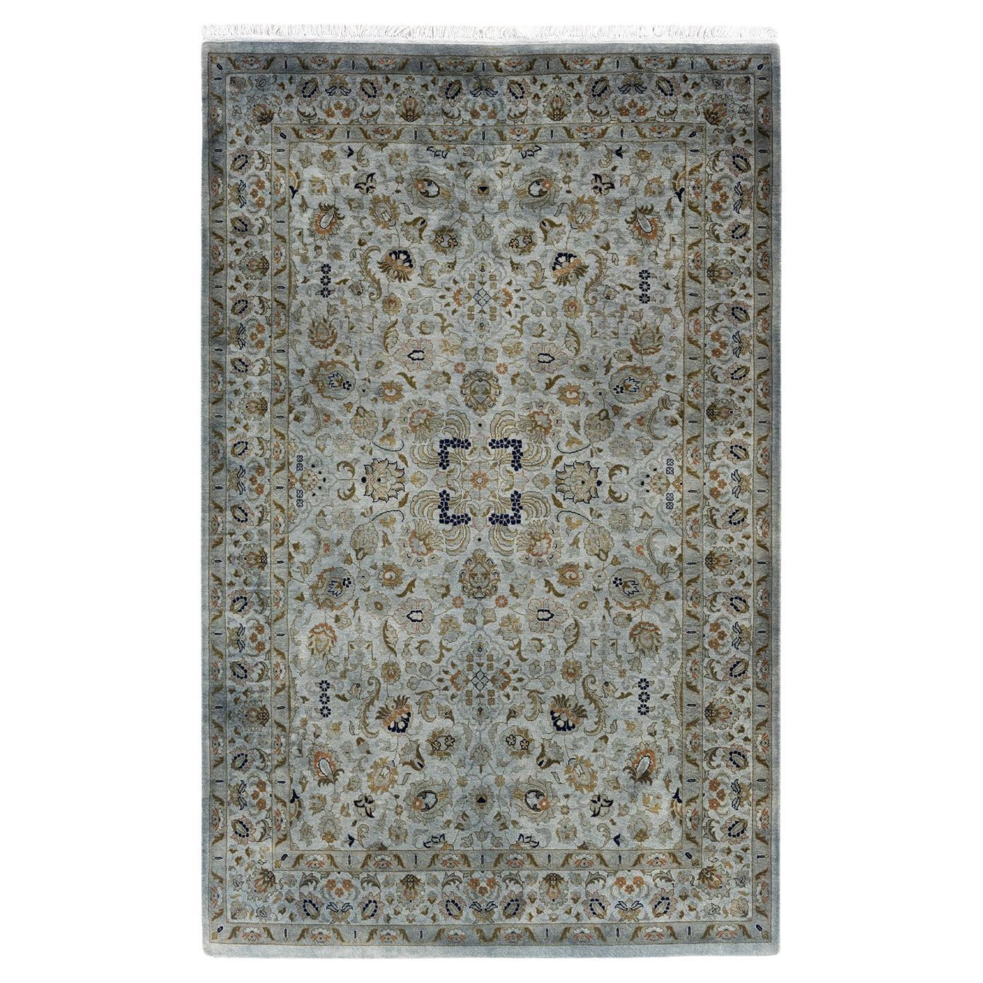 Contemporary Overdyed Hand Knotted Wool Gray Area Rug