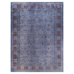 Contemporary Overdyed Hand Knotted Wool Gray Area Rug