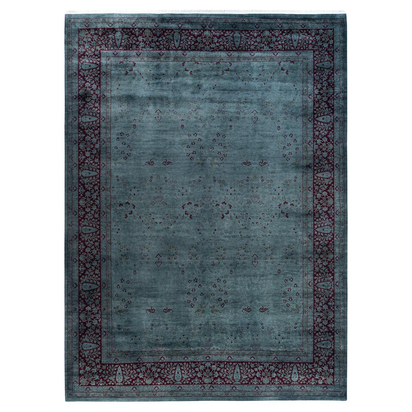 Contemporary Overdyed Hand Knotted Wool Gray Area Rug