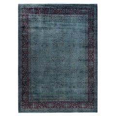 Contemporary Overdyed Hand Knotted Wool Gray Area Rug