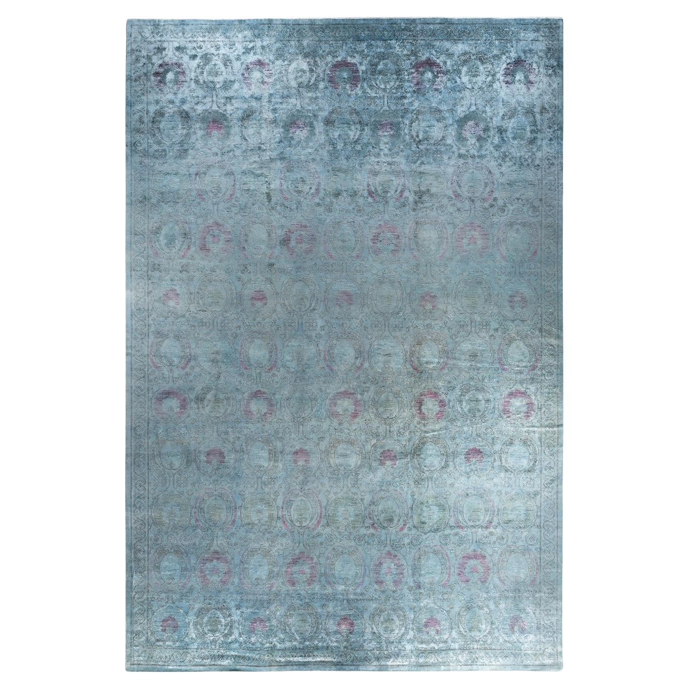 Contemporary Overdyed Hand Knotted Wool Gray Area Rug