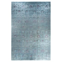 Contemporary Overdyed Hand Knotted Wool Gray Area Rug