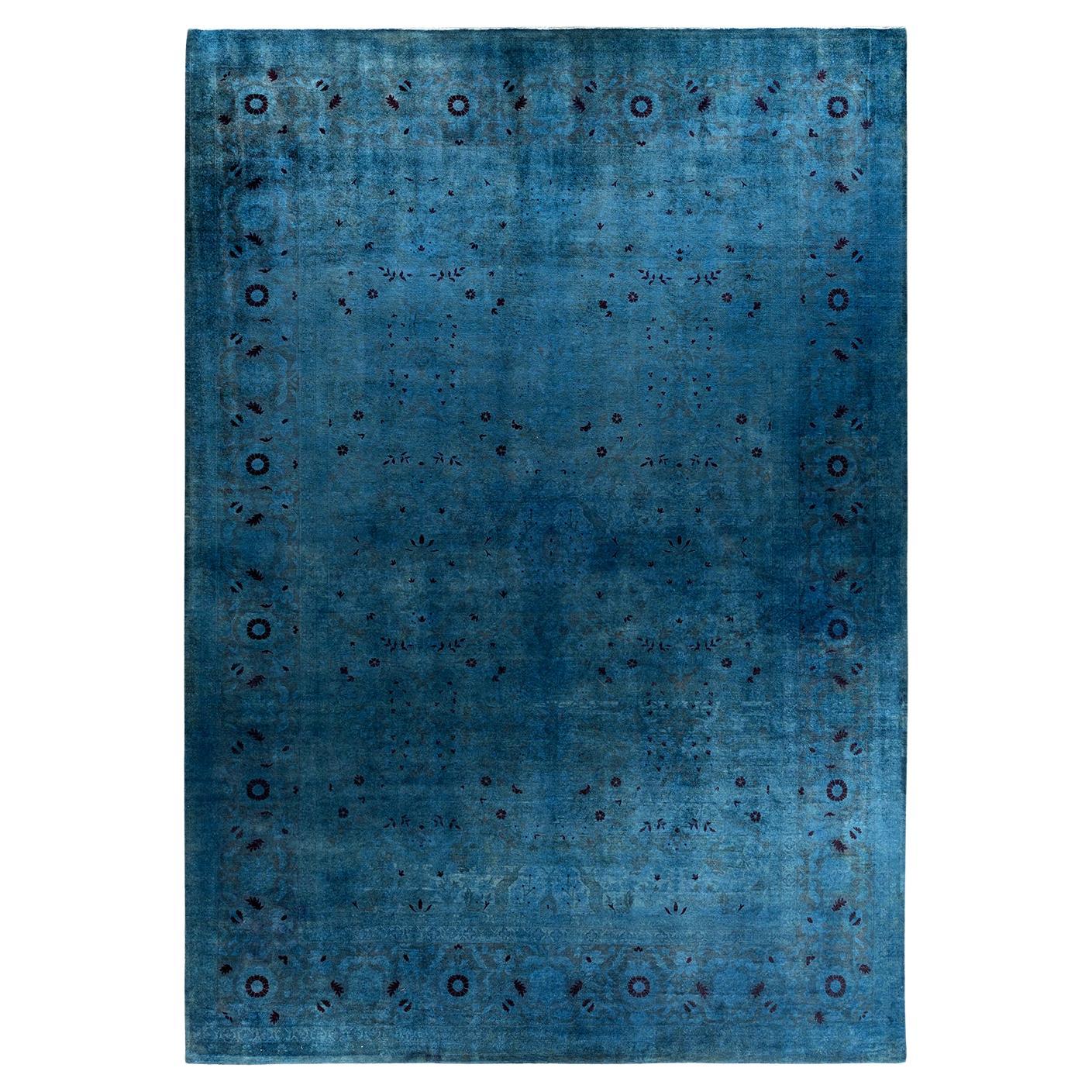 Alfombra de lana teñida a mano gris contemporánea